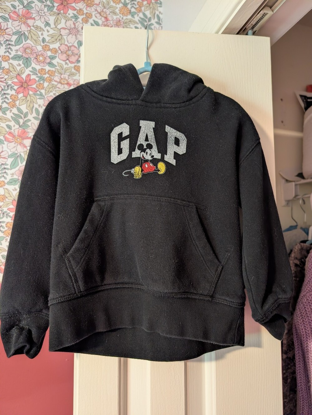 GAP Kids Black Hoodie with Mickey Mouse Graphic
